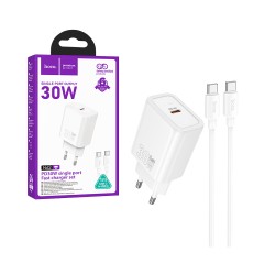 Hoco Charger N62 Gentle PD30W Type-C To Type-C 1m White